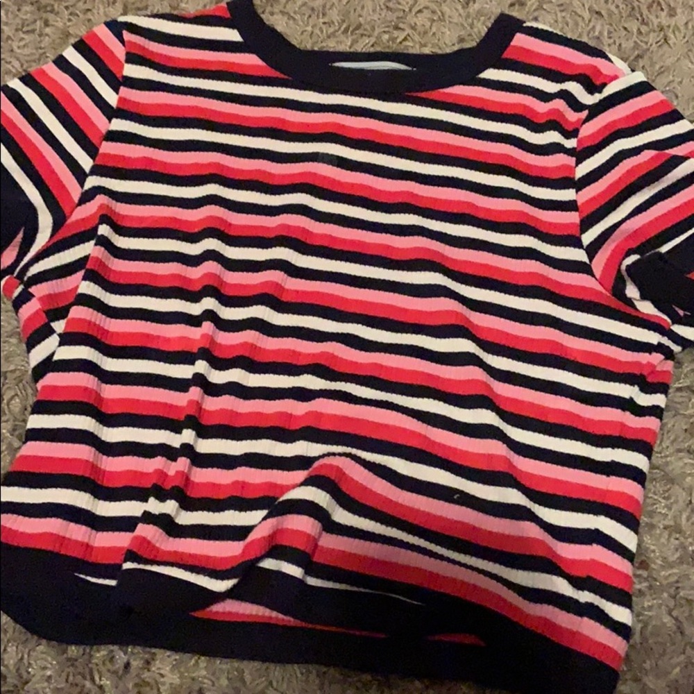 striped crop shirt ribbed